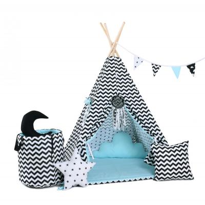 Namiot tipi dla dzieci, bawełna, okienko, mega zestaw, kreatywne obłoczki