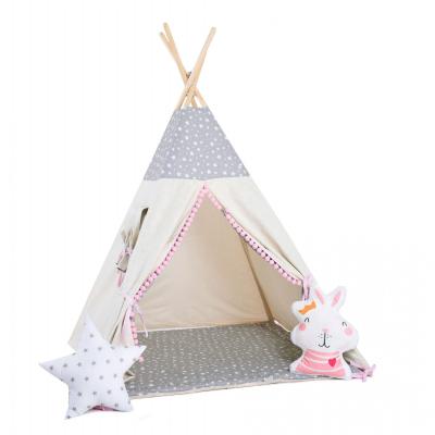 Namiot tipi dla dzieci, bawełna, okienko, królik, gwiazdkowa perełka