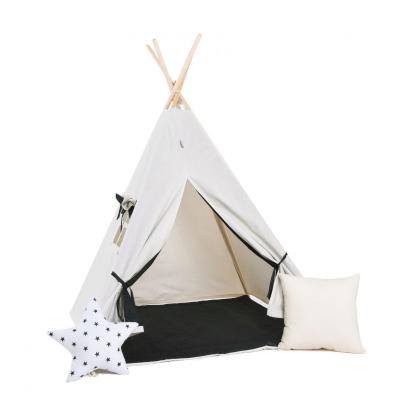 Namiot tipi dla dzieci, bawełna, okienko, poduszka, grafitowa elegancja