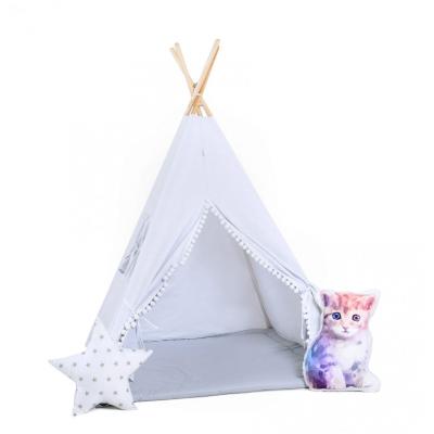 Namiot tipi dla dzieci, bawełna, okienko, kotek, biały aniołek