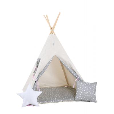 Namiot tipi dla dzieci, bawełna, okienko, poduszka, waniliowa kraina