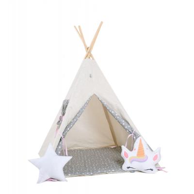 Namiot tipi dla dzieci, bawełna, okienko, jednorożec, waniliowa kraina