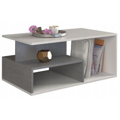 Ława, stolik do salonu, prima, beton, biel, mat, 90 cm