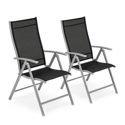Krzesło ogrodowe, regulowane oparcie, zestaw 2 szt, czarne