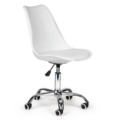 Krzesło obrotowe, biurowe, z poduszką, ekoskóra, białe