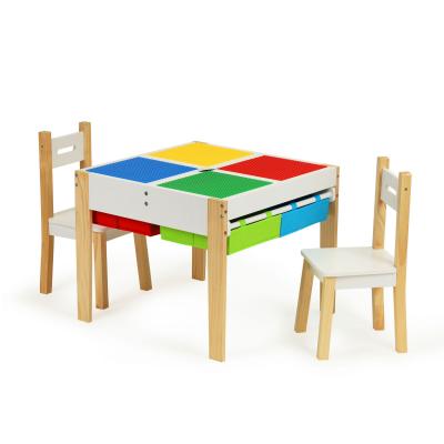 Drewniane meble dla dzieci, zestaw, stół, 2 krzesła