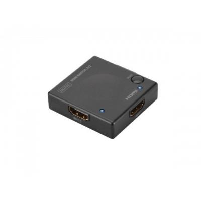 Digitus Mini Przełącznik/Switch HDMI 2-portowy, 1080p 60Hz FHD 3D, HDCP 1.3, audio