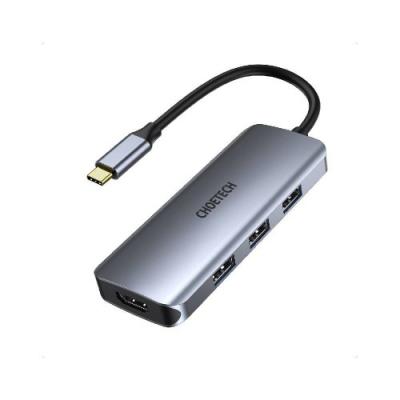 CHOETECH HUB-M19 Gray USB-C 7w1 4K 100W Power Delivery 3xUSB 3.0 SD/TF