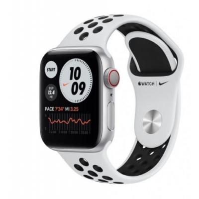 Apple Zegarek Nike Series 6 GPS + Cellular, 40mm koperta z aluminium w kolorze srebrnym z paskiem sportowym czysta platyna/czarny Nike - Regular