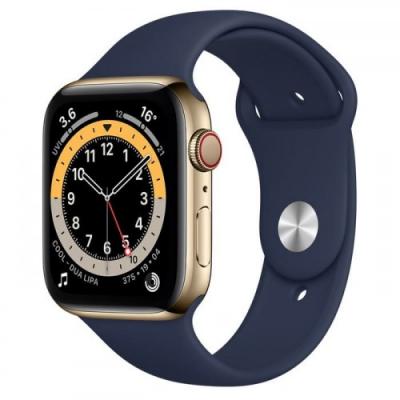 Apple Watch S6 GPS+Cellular; Koperta Gold 44mm z paskiem sportowym Deep Navy