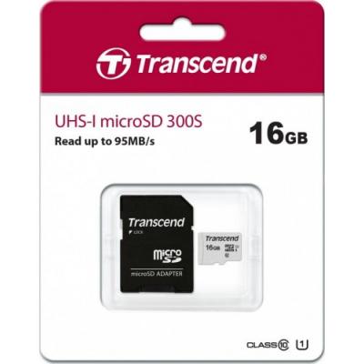 Transcend Karta pamięci microSDHC 300S 16G Class10 95/10 MB/s