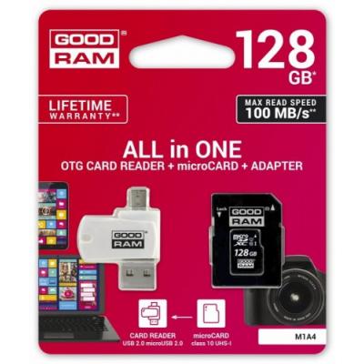 GOODRAM Karta microSDHC 128GB CL10 + adapter + czytnik