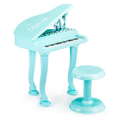 Fortepian, organki, keyboard, pianino z mikrofonem, niebieskie