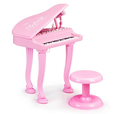 Fortepian, organki, keyboard, pianino z mikrofonem, różowe