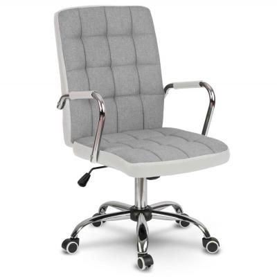 Fotel biurowy, materiałowy, krzesło, benton, szary, biały