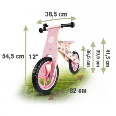 Rowerek biegowy dla dziecka, drewniany, torba, ricokids, RC-610, różowy
