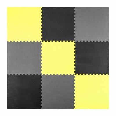 Mata piankowa, puzzle, 9 elementów, 180 x 180 cm, szara, żółta
