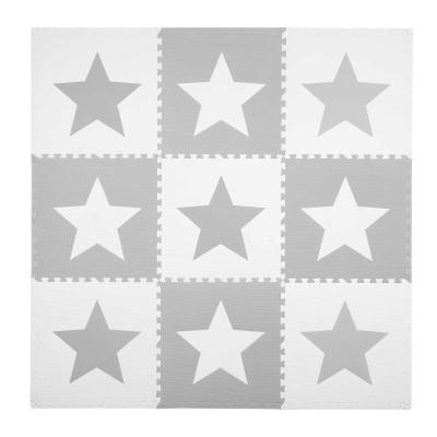 Mata piankowa, puzzle, 9 elementów, 180 x 180 cm, szara, gwiazdki