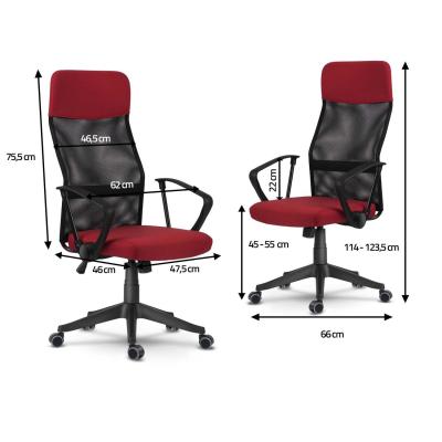 Fotel biurowy, obrotowy, krzesło, sydney, sofotel, czerwony, czarny
