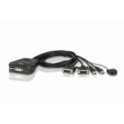 ATEN Przełącznik KVM CS22D-A7 2-portowy USB DVI z kablowym przełączaniem portów