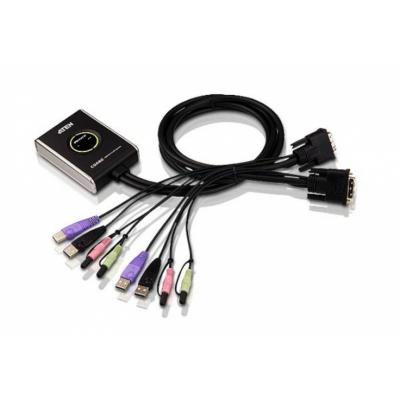 ATEN Przełącznik KVM CS682-AT 2-portowy USB DVI/Audio z kablowym przełączaniem portów
