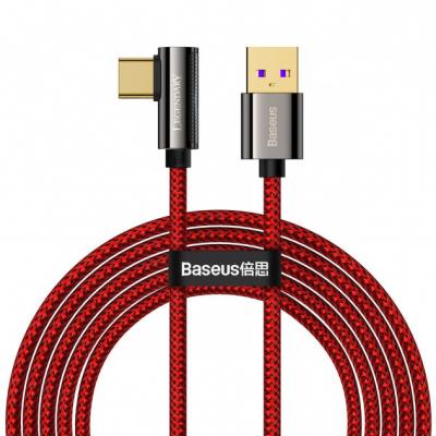 Kabel przewód USB Typ-C kątowy 200cm Baseus Legend Series, 66W, szybkie ładowanie - czerwony (CACS000509)