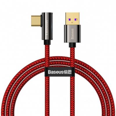 Kabel przewód USB Typ-C kątowy 100cm Baseus Legend Series, 66W, szybkie ładowanie - czerwony (CACS000409)