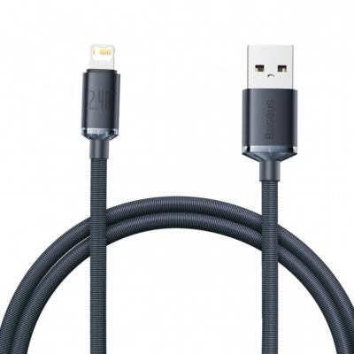 Kabel przewód USB - Lightning / iPhone 120cm Baseus Crystal 2.4A - czarny (CAJY000001)