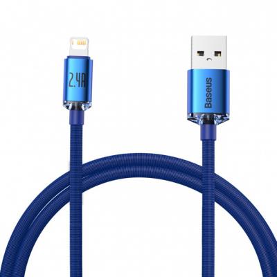 Kabel przewód USB - Lightning / iPhone 120cm Baseus Crystal 2.4A - niebieski (CAJY000003)