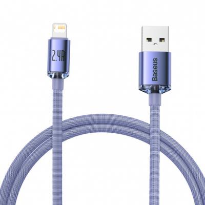 Kabel przewód USB - Lightning / iPhone 120cm Baseus Crystal 2.4A - fioletowy (CAJY000005)