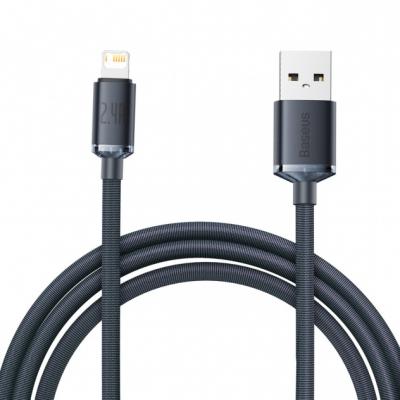 Kabel przewód USB - Lightning / iPhone 200cm Baseus Crystal 2.4A - czarny (CAJY000101)