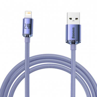 Kabel przewód USB - Lightning / iPhone 200cm Baseus Crystal 2.4A - fioletowy (CAJY000105)