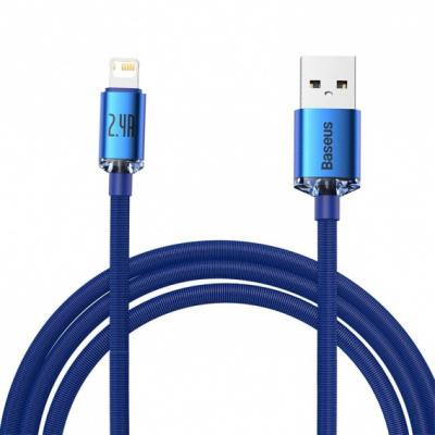 Kabel przewód USB - Lightning / iPhone 200cm Baseus Crystal 2.4A - niebieski (CAJY000103)