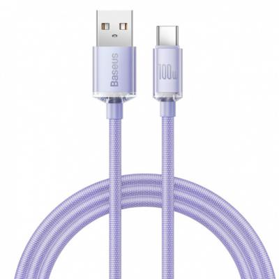 Kabel przewód USB Typ-C 120cm Baseus Crystal 100W 20V/5A - fioletowy (CAJY000405)