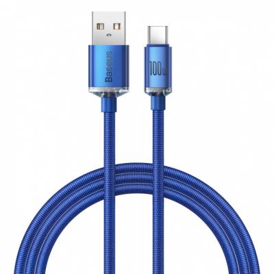 Kabel przewód USB Typ-C 120cm Baseus Crystal 100W 20V/5A - niebieski (CAJY000403)