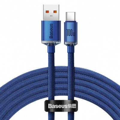 Kabel przewód USB Typ-C 200cm Baseus Crystal 100W 20V/5A - niebieski (CAJY000503)