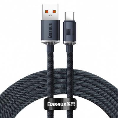 Kabel przewód USB Typ-C 200cm Baseus Crystal 100W 20V/5A - czarny (CAJY000501)