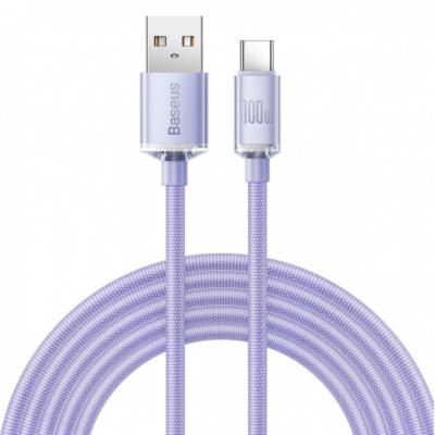 Kabel przewód USB Typ-C 200cm Baseus Crystal 100W 20V/5A - fioletowy (CAJY000505)