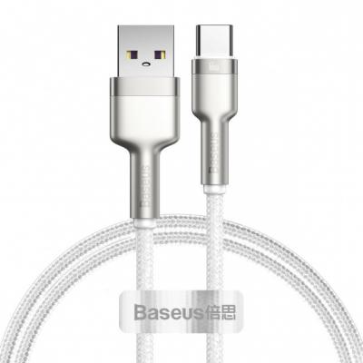 Kabel przewód USB Typ-C 100cm Baseus Cafule Quick Charge 66W z obsługą szybkiego ładowania - biały (CAKF000102)