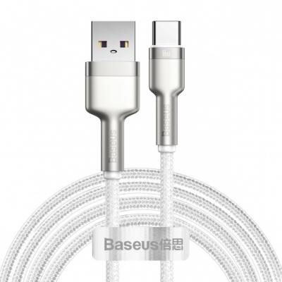 Kabel przewód USB Typ-C 200cm Baseus Cafule Quick Charge 66W z obsługą szybkiego ładowania - biały (CAKF000202)