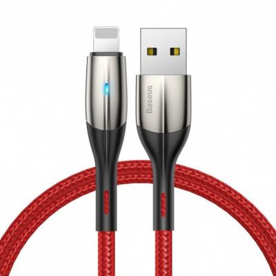 Kabel przewód USB - Lightning / iPhone 100cm Baseus Horizontal z diodą 2.4A - czerwony (CALSP-B09)