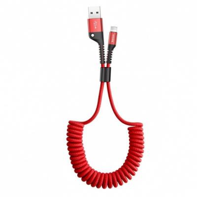 Kabel przewód USB - Lightning / iPhone 100cm Baseus Spring sprężynowy 2A - czerwony (CALSR-09)