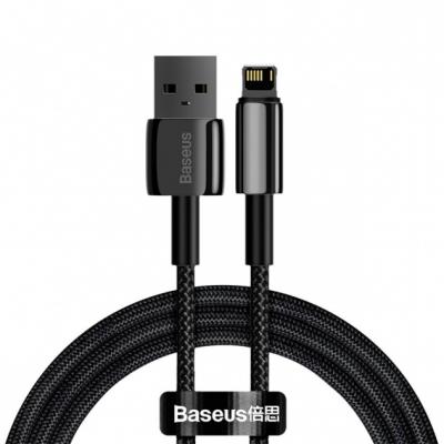 Kabel przewód USB - Lightning / iPhone 200cm Baseus Tungsten Gold 2,4A - czarny (CALWJ-A01)