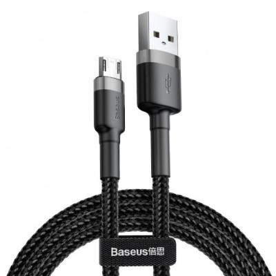 Kabel przewód USB - micro USB 100cm Baseus Cafule Quick Charge 2.4A z obsługą szybkiego ładowania - czarno-szary (CAMKLF-BG1 )