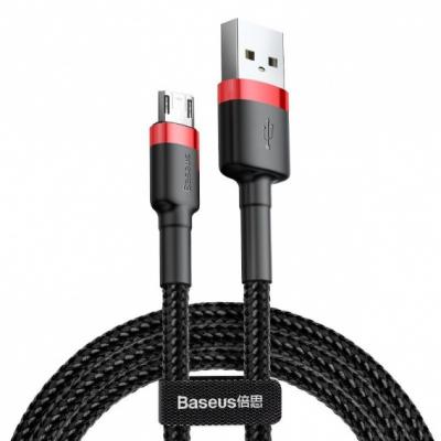 Kabel przewód USB - micro USB 100cm Baseus Cafule Quick Charge 2.4A z obsługą szybkiego ładowania - czarno-czerwony (CAMKLF-B91)