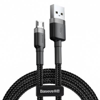 Kabel przewód USB - micro USB 200cm Baseus Cafule Quick Charge 1.5A z obsługą szybkiego ładowania - czarno-szary (CAMKLF-CG1)