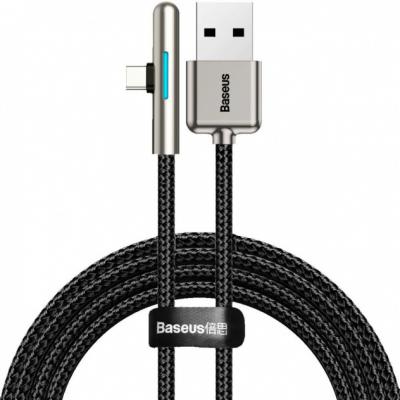 Kabel przewód USB Typ-C kątowy 100cm Baseus Iridescent Super Quick Charge 40W 4A szybkie ładowanie - czarny (CAT7C-B01)