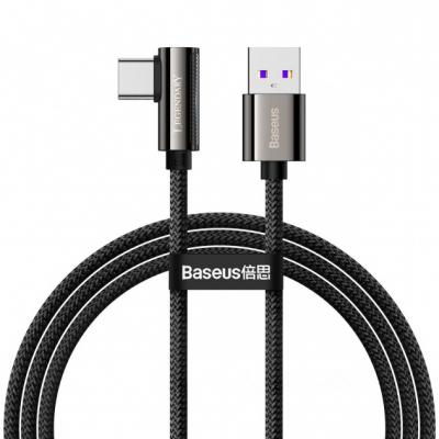 Kabel przewód USB Typ-C kątowy 100cm Baseus Legend Series, 66W, szybkie ładowanie - czarny (CATCS-B01)