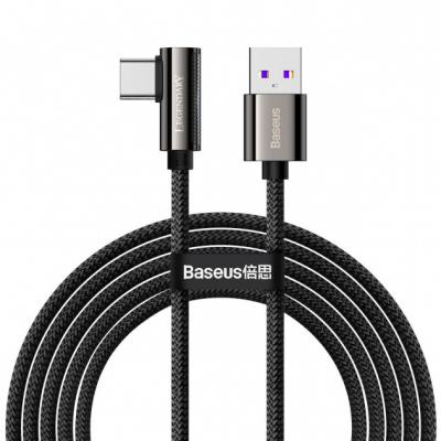 Kabel przewód USB Typ-C kątowy 200cm Baseus Legend Series, 66W, szybkie ładowanie - czarny (CATCS-C01)