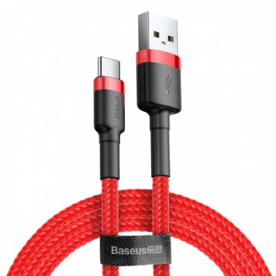 Kabel przewód USB Typ-C 200cm Baseus Cafule Quick Charge 2A z obsługą szybkiego ładowania - czerwony (CATKLF-C09)